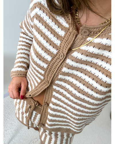 Gilet crochet ligné