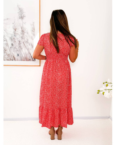 Longue robe fleurie - Rouge