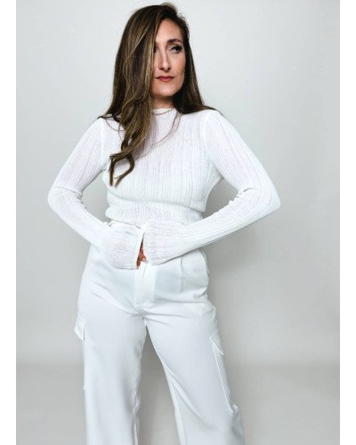 Blouse avec effet de transparence - Blanc