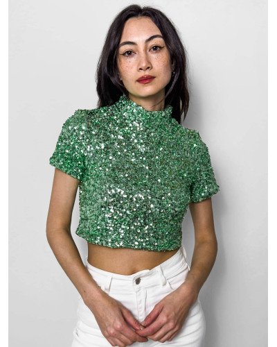 T-shirt à sequins - Vert