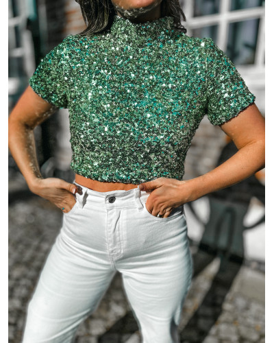 T-shirt à sequins - Vert